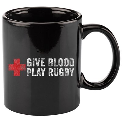Give Blood Play Rugby Player Funny Rugger League Union 11oz C Handle Ceramic Mug
