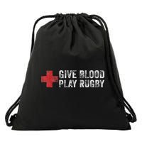 Give Blood Play Rugby Player Funny Rugger League Union Drawstring Bag