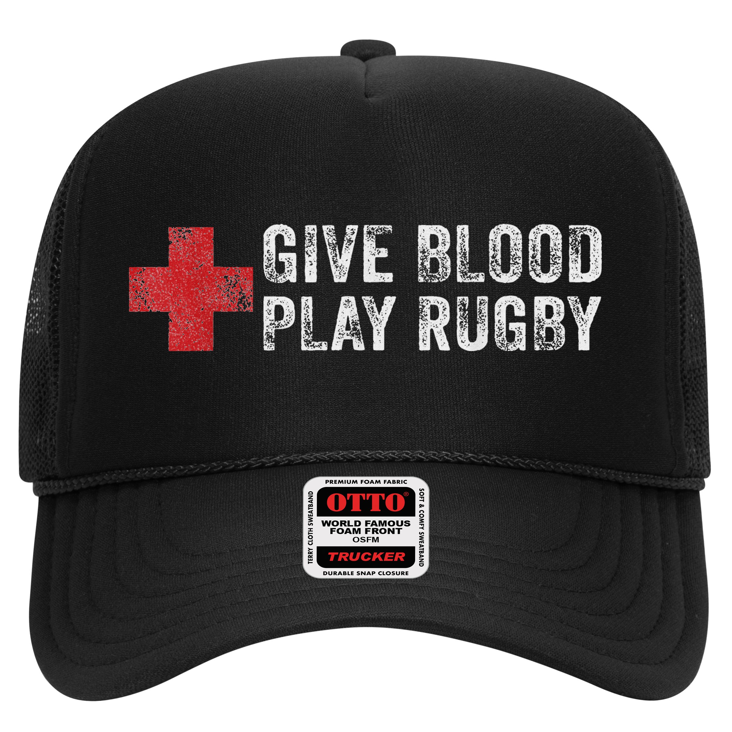 Give Blood Play Rugby Player Funny Rugger League Union Hat