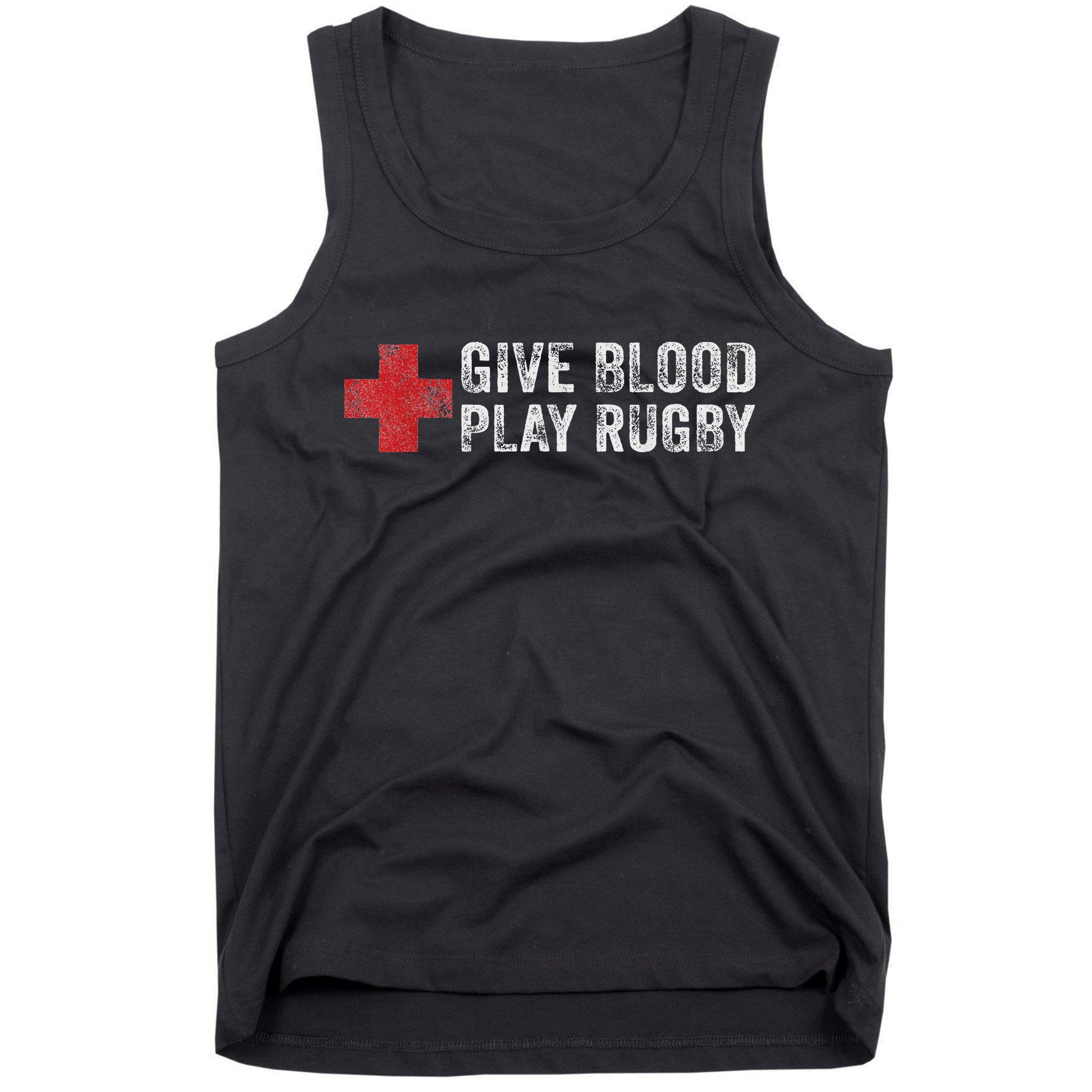 Give Blood Play Rugby Player Funny Rugger League Union Tank Top