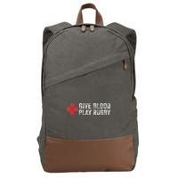 Give Blood Play Rugby Player Funny Rugger League Union Cotton Canvas Backpack