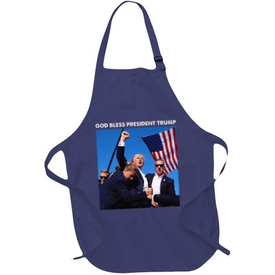 God Bless President Trump Shooting At Donald Trump Rally Full-Length Apron With Pockets