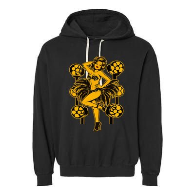 Golden Burlesque Pinup Girl With Spotlight Garment-Dyed Fleece Hoodie