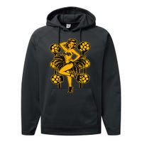 Golden Burlesque Pinup Girl With Spotlight Performance Fleece Hoodie