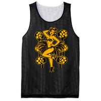 Golden Burlesque Pinup Girl With Spotlight Mesh Reversible Basketball Jersey Tank