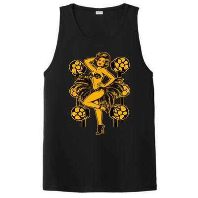 Golden Burlesque Pinup Girl With Spotlight PosiCharge Competitor Tank