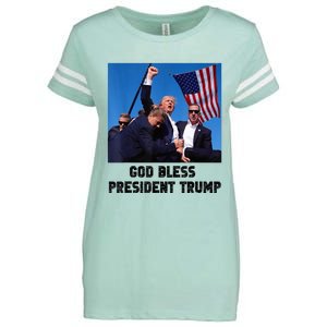 God Bless President Trump Donald Trump 2024 Enza Ladies Jersey Football T-Shirt