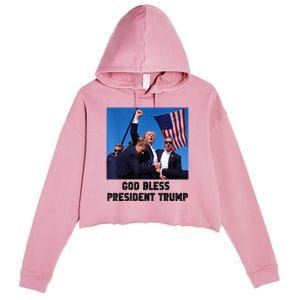 God Bless President Trump Donald Trump 2024 Crop Fleece Hoodie