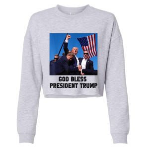 God Bless President Trump Donald Trump 2024 Cropped Pullover Crew