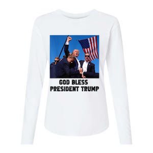 God Bless President Trump Donald Trump 2024 Womens Cotton Relaxed Long Sleeve T-Shirt