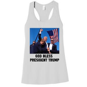 God Bless President Trump Donald Trump 2024 Women's Racerback Tank