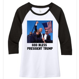 God Bless President Trump Donald Trump 2024 Women's Tri-Blend 3/4-Sleeve Raglan Shirt