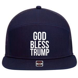 God Bless President Trump Gift 7 Panel Mesh Trucker Snapback Hat