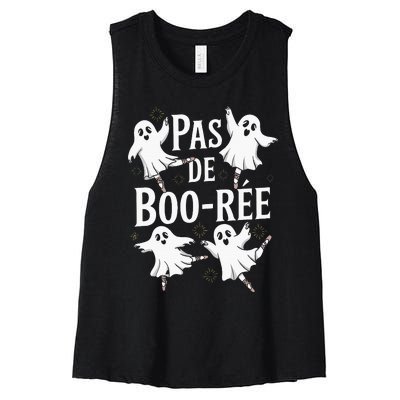 Ghost Ballet Pas De Boo Halloween Dance Women's Racerback Cropped Tank