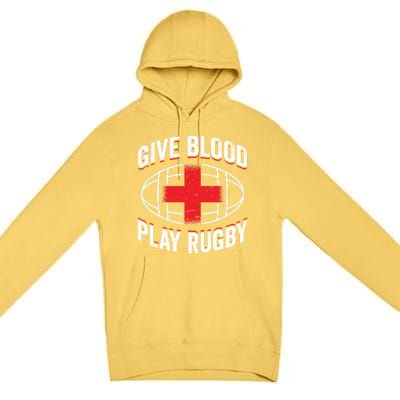 Give Blood Play Rugby Gift 21219 Premium Pullover Hoodie