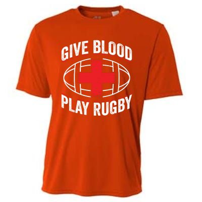 Give Blood Play Rugby Gift 21219 Cooling Performance Crew T-Shirt