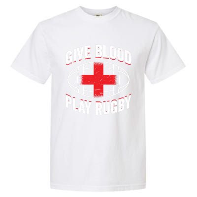 Give Blood Play Rugby Gift 21219 Garment-Dyed Heavyweight T-Shirt