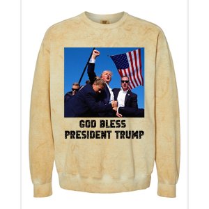 God Bless President Trump Donald Trump 2024 Colorblast Crewneck Sweatshirt