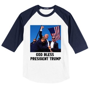 God Bless President Trump Donald Trump 2024 Baseball Sleeve Shirt