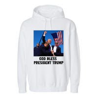 God Bless President Trump Donald Trump 2024 Garment-Dyed Fleece Hoodie