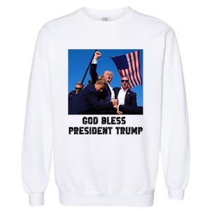 God Bless President Trump Donald Trump 2024 Garment-Dyed Sweatshirt