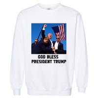 God Bless President Trump Donald Trump 2024 Garment-Dyed Sweatshirt