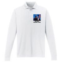 God Bless President Trump Donald Trump 2024 Performance Long Sleeve Polo