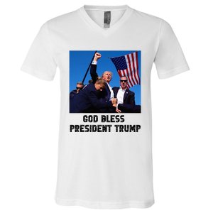 God Bless President Trump Donald Trump 2024 V-Neck T-Shirt