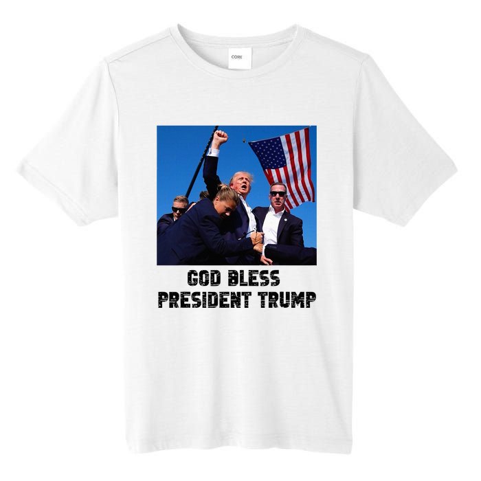 God Bless President Trump Donald Trump 2024 Tall Fusion ChromaSoft Performance T-Shirt