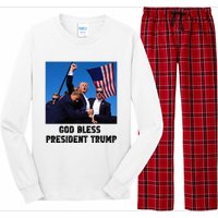 God Bless President Trump Donald Trump 2024 Long Sleeve Pajama Set