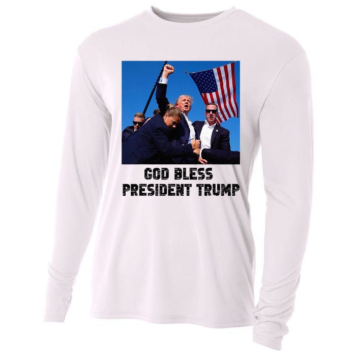 God Bless President Trump Donald Trump 2024 Cooling Performance Long Sleeve Crew