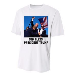 God Bless President Trump Donald Trump 2024 Performance Sprint T-Shirt