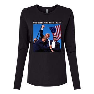 God Bless President Trump Shooting At Donald Trump Rally Womens Cotton Relaxed Long Sleeve T-Shirt