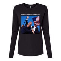 God Bless President Trump Shooting At Donald Trump Rally Womens Cotton Relaxed Long Sleeve T-Shirt