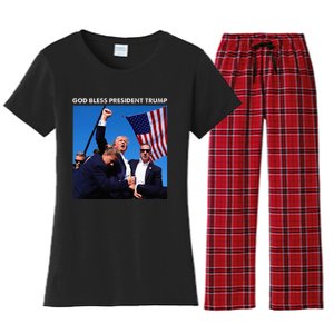 God Bless President Trump Shooting At Donald Trump Rally Women's Flannel Pajama Set