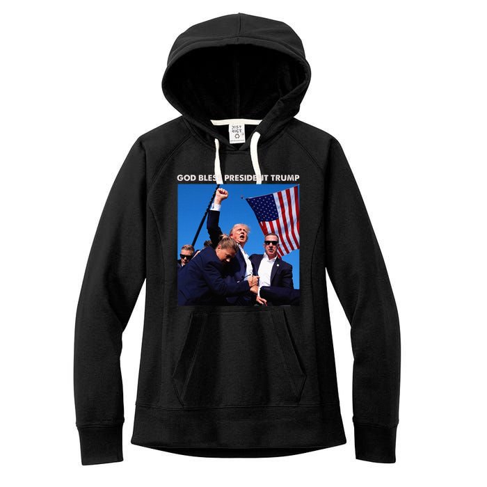 God Bless President Trump Shooting At Donald Trump Rally Women's Fleece Hoodie