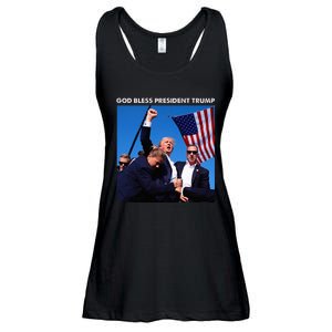 God Bless President Trump Shooting At Donald Trump Rally Ladies Essential Flowy Tank