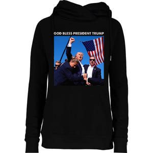 God Bless President Trump Shooting At Donald Trump Rally Womens Funnel Neck Pullover Hood