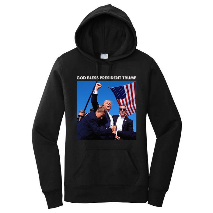 God Bless President Trump Shooting At Donald Trump Rally Women's Pullover Hoodie