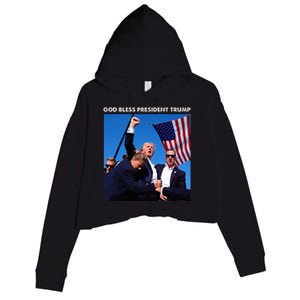 God Bless President Trump Shooting At Donald Trump Rally Crop Fleece Hoodie