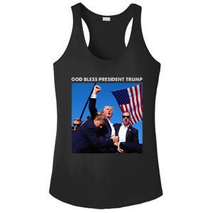 God Bless President Trump Shooting At Donald Trump Rally Ladies PosiCharge Competitor Racerback Tank