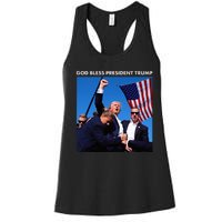 God Bless President Trump Shooting At Donald Trump Rally Women's Racerback Tank