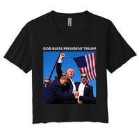 God Bless President Trump Shooting At Donald Trump Rally Women's Crop Top Tee