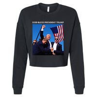 God Bless President Trump Shooting At Donald Trump Rally Cropped Pullover Crew