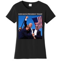 God Bless President Trump Shooting At Donald Trump Rally Women's T-Shirt