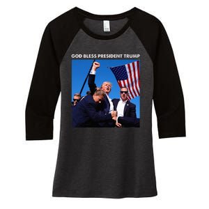 God Bless President Trump Shooting At Donald Trump Rally Women's Tri-Blend 3/4-Sleeve Raglan Shirt