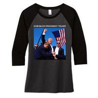 God Bless President Trump Shooting At Donald Trump Rally Women's Tri-Blend 3/4-Sleeve Raglan Shirt