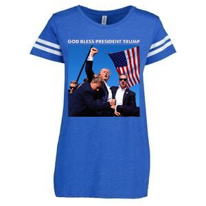 God Bless President Trump Shooting At Donald Trump Rally Enza Ladies Jersey Football T-Shirt