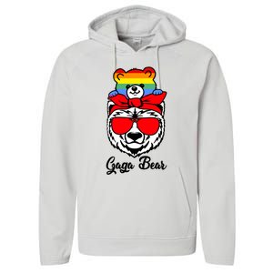 Gaga Bear Proud Gaga Rainbow Flag Lgbt Pride Mothers Day Gift Performance Fleece Hoodie