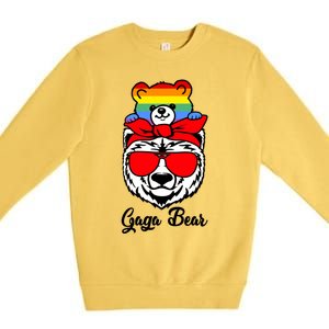 Gaga Bear Proud Gaga Rainbow Flag Lgbt Pride Mothers Day Gift Premium Crewneck Sweatshirt